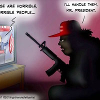 I'll Handle Them, Mr. President I'll Handle Them Mr President meme format and comic depicting a man watching a TV in the dark holding a rifle.