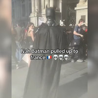 Batman Pulled Up to France viral video depicting a man dressed as batman during the 2023 french protests.