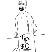 Notejak / Soyjak Extending a Note smirking soyjak extending a note reading "tip: $0"