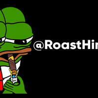 RoastHimJim banner artwork depicting the handle and a pepe meme lighting a cigar.