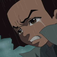 Huey Crying Huey Crying meme depicting huey freeman from the boondocks crying in the rain.