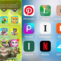 App Logo Parodies depicting examples of people creating words and other humorous things with phone app logos.