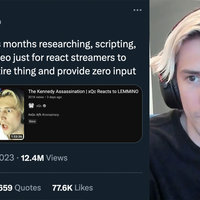 A tweet commenting on the xQc Reaction Content Controversy.