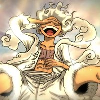 An image depicting the Gear 5th / Gear Fifth power-up of Monkey D. Luffy, the main character of the manga and anime One Piece.