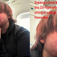 Leafy 2023 Face Reveal depicting the content creator on a plane.
