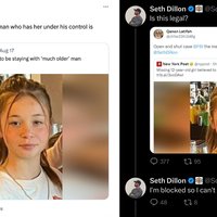 Seth Dillon Human Trafficking Pedophilia tweet bt Qanon Latifah and Dillon's response.