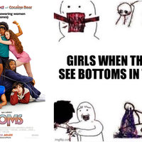 A poster for the 2023 film Bottoms and a meme about the movie.