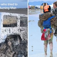 Social media posts depicting two images from Burning Man 2023.