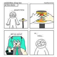 At the Store / Peach Time meme example depicting the celebrities shop too by mysillycomics.