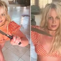 Britney Spears Knives Dance / Hibachi Britney meme depicting images of the singer with knives from the viral video.