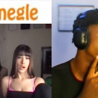 Omegle Rizzing meme example depicting a video chat between two girls and a boy.