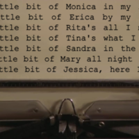 A typewriter showing the lyrics to Mambo No. 5 in reference to Stephen King's rumored Obsession with the song.