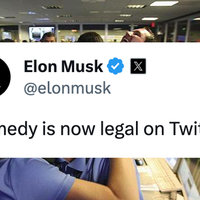 Comedy Is Now Legal on Twitter Comedy Is Now Legal on Twitter meme and tweet from Elon Musk.