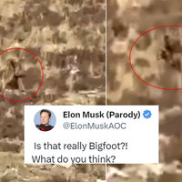 Screenshot of the supposed 2023 Colorado Big Foot Sighting and a tweet from Elon Musk commenting on the viral video.