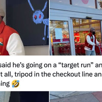Target Run Video / Black guy filming himself on "target run" TikTok video.