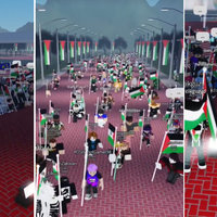 Roblox players protesting in support of free Palestine