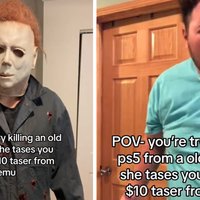 $10 Taser From Temu meme and tiktok video examples.