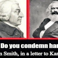 Do You Condemn Hamas meme example depicting adam smith and karl marx.