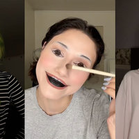 Examples from tiktok depicting the uncanny valley makeup trend.