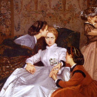The Reluctant Bride TikTok Trend depicting the 1866 painting "La Fiancée Hésitante" by French painter Auguste Toulmouche.
