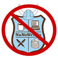 National Novel Writing Month Grooming Controversy depicting an image of the NaNoWriMo logo with a red slash through it.