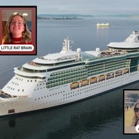 A picture of the cruise boat and some of the content creators on board. Source / Royal Caribbean, and TikTok, @TheMostes