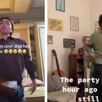 The Party Ended an Hour Ago and He's Still Here tiktok video and meme examples.