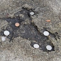 The rat hole, with a few coins inside of it. 