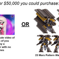 For $50,000 You Could Purchase: one (1) three minute video of a cartoon version of you getting seduced by a fictional character with no actual NSFW scenes OR X meme.