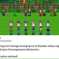 shocking stardew valley video depicting a tweet with the copypasta This Shocking Video Might Be Disturbing To Progressive Westerners.