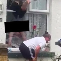 Woman Climbing Through Window viral video.