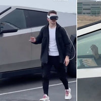 Cybertruck Apple Vision Pro users videos.