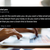 Fake Email Job slang term and a tweet referencing it.