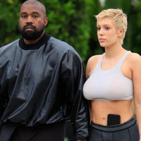 A photo of Kanye West and Bianca Censori.