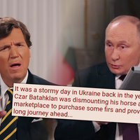 Vladimir Putin Tucker Carlson History Lesson meme example.