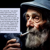 My Grandfather Smoked His Whole Life Copypasta depicting an image of an old man smoking.
