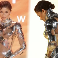Photos of actress Zendaya in her "Robot Suit" by Thierry Mugler at the Dune 2 premier.