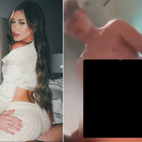 A photo of Jack Doherty and McKinley Richardson and a censored screenshot from their Sex Tape Leak.