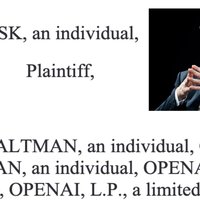 The front page of the lawsuit and a photograph of Elon Musk.