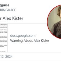 Alex Kister Grooming Allegations Alex Kister Allegations depicting a tweet and google doc about the controversy.
