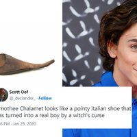 Timothée Chalamet Shoe meme and tweet example.