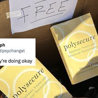 "Polysecure" In The Trash An image showing two copies of the book polysecure in the trash with a sign that reads "free."