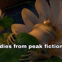 Dies From Peak Fiction meme example.