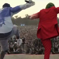 ViggleAI example depicting the original Lil Yachty Walks Out On Stage meme next to a version with Joker.