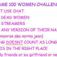 The rules of the 100 women challenge.