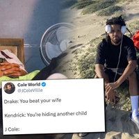 J Cole During Drake vs Kendrick Feud meme example.