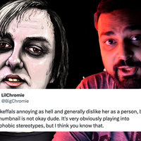 Mutahar Keffals Transphobic Caricature Controversy depicting a tweet referencing it.