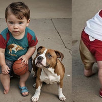 Brothers Playing Basketball With Their Dog AI meme