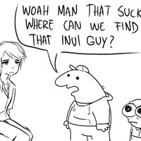 Characters Interacting With Charlie and Pim Characters Interacting With Charlie and Pim meme example depicting the two Smiling Friends characters talking to another person.