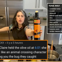 Claire Saffitz Showing Olive Oil Like an 'Animal Crossing' Character